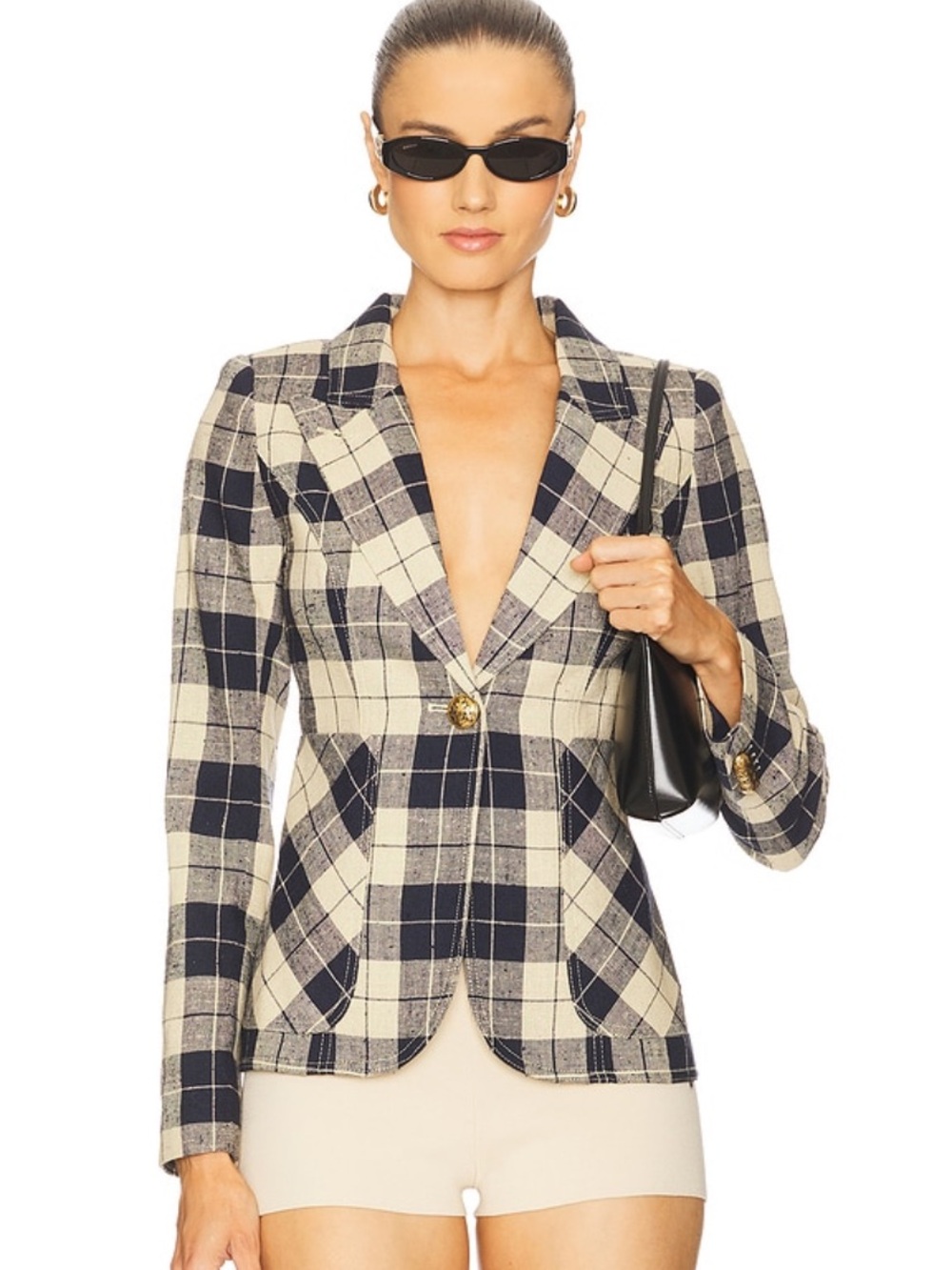 Smythe Black and Cream Buffalo Plaid Blazer